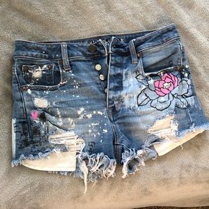 American Eagle, 4, high rise denim shorts